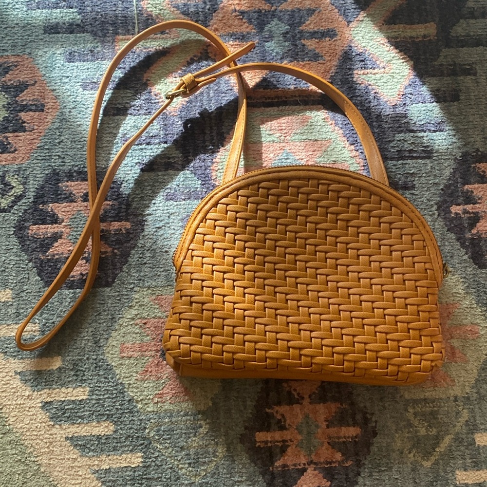 Anthropologie Yellow Weave Pattern Crossbody Purse